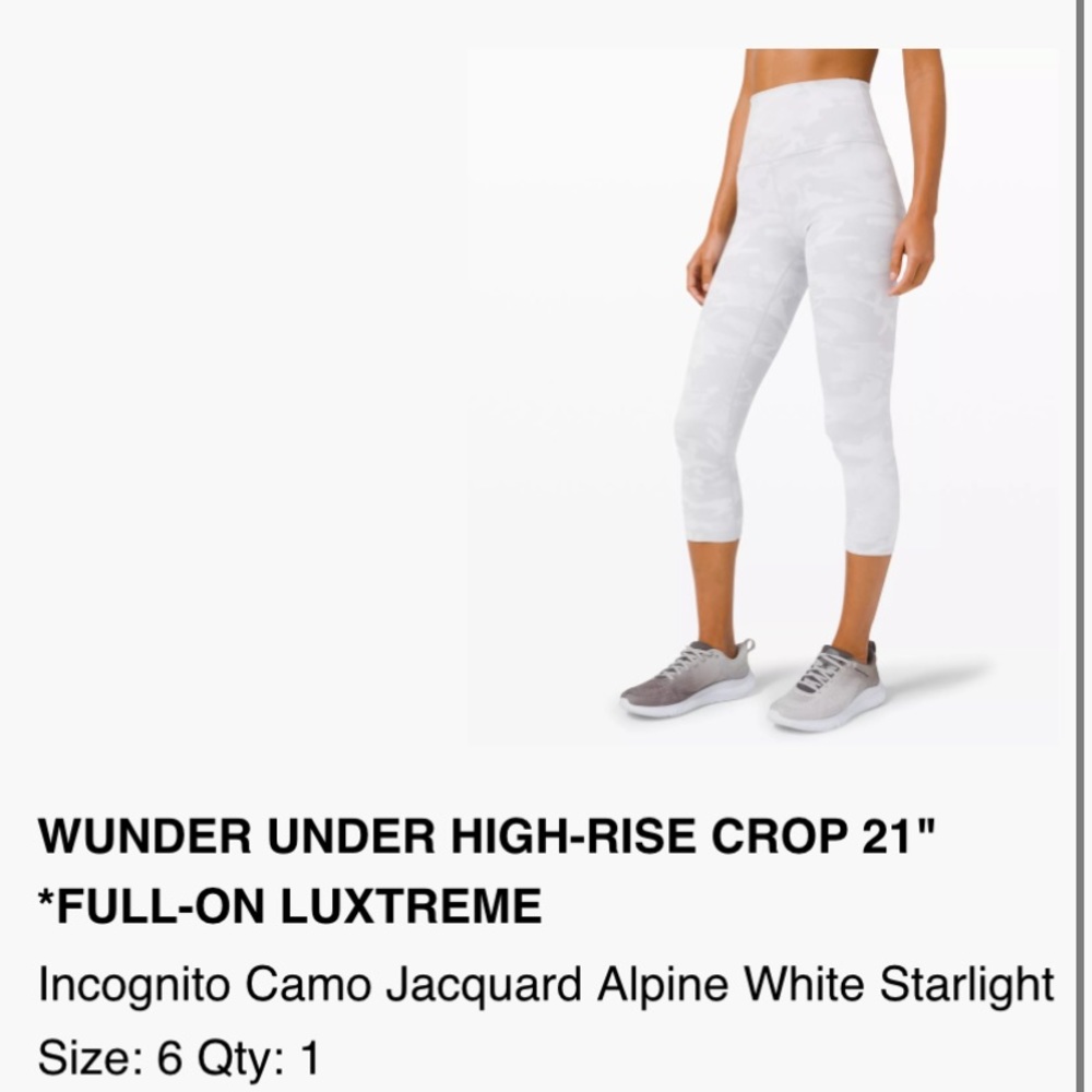 Lululemon Crop Leggings White Camo Size 6